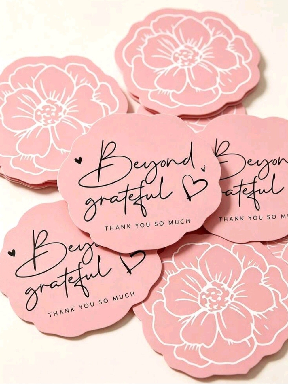 Pink Floral Thank You Note Cards